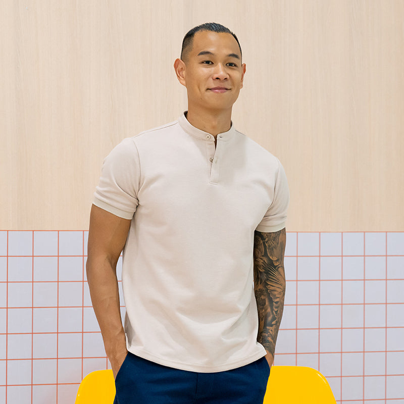 Polo Series - Men’s Polo Shirt in Beige by Le Petit Society