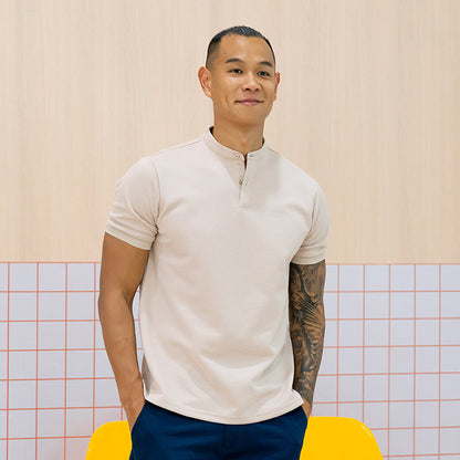 Polo Series - Men’s Polo Shirt in Beige by Le Petit Society