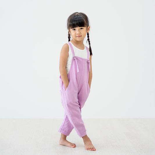 Mama & Mini in Pastel Purple Kids Long Overalls by Le Petit Society