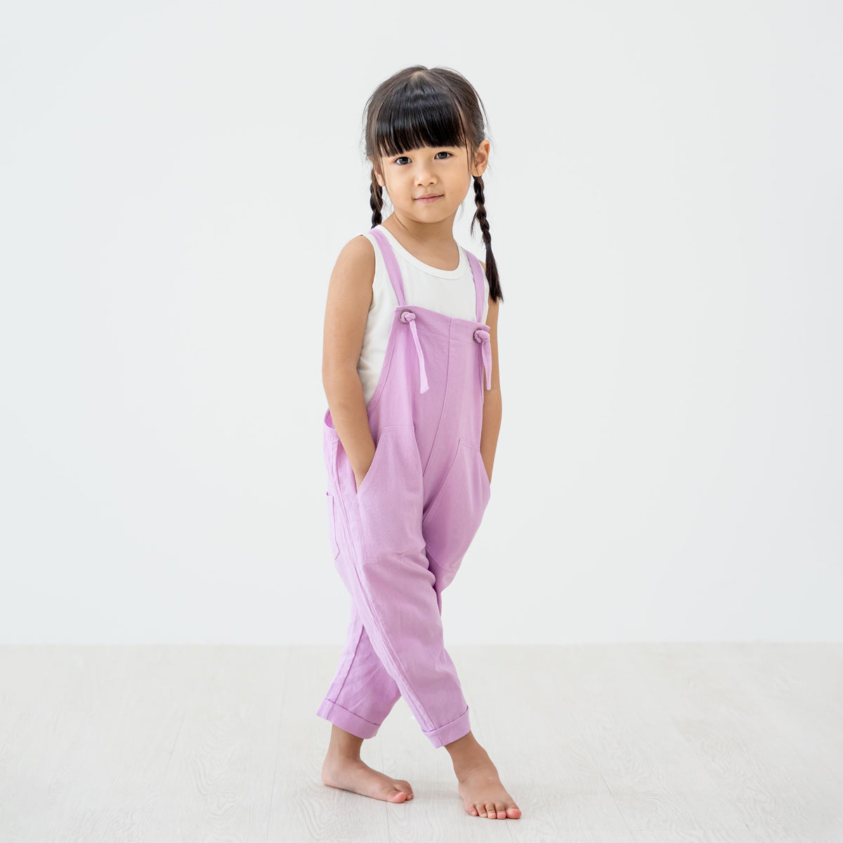 Mama & Mini in Pastel Purple Kids Long Overalls by Le Petit Society — image 15