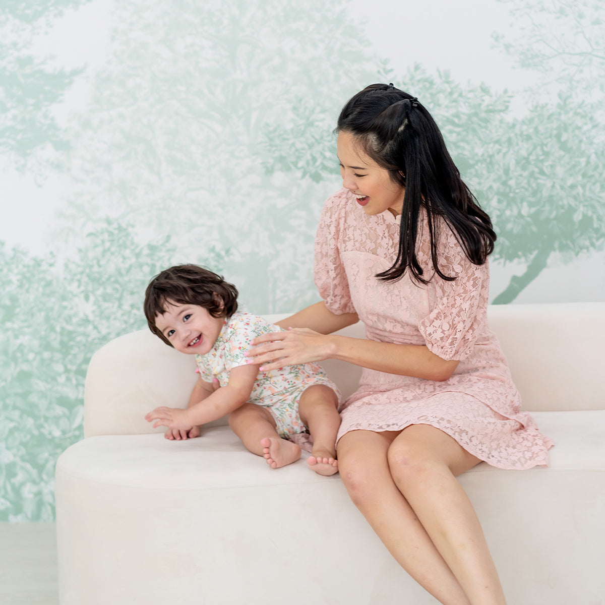 Rabbit Series - Baby Boy Jersey Shirt Romper in Pink Woodlands Print by Le Petit Society — image 10