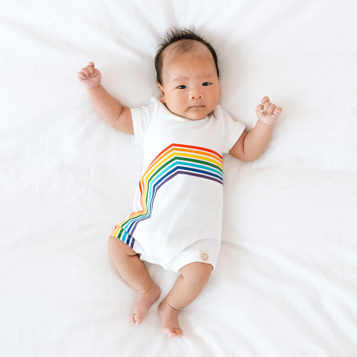 Rainbow Series - Baby Romper in White (Left Arc) by Le Petit Society — image 4