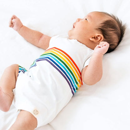 Rainbow Series - Baby Romper in White (Left Arc) by Le Petit Society — image 5