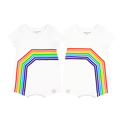 Rainbow Series - Baby Romper in White (Right Arc) by Le Petit Society — image 4