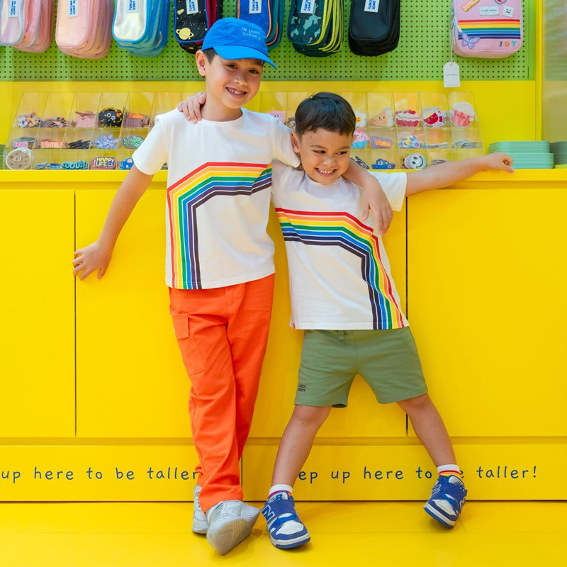 Rainbow Series - Kids Tee in White (Left Arc) by Le Petit Society — image 3