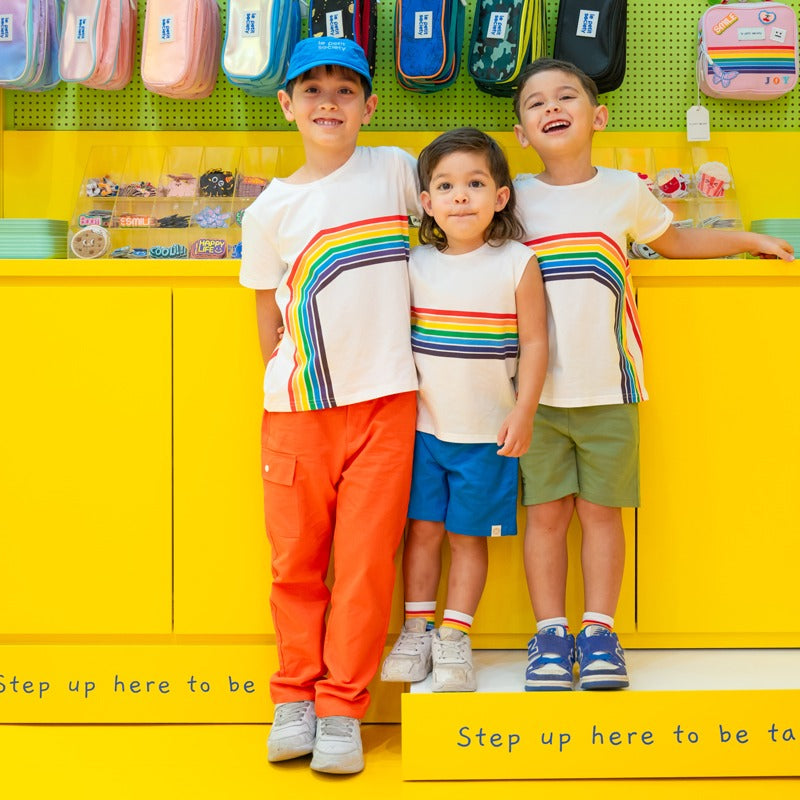 Rainbow Series - Kids Tee in White (Left Arc) by Le Petit Society — image 4