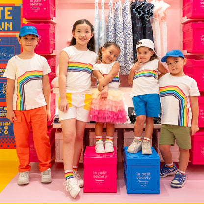 Rainbow Series - Kids Tee in White (Left Arc) by Le Petit Society — image 6