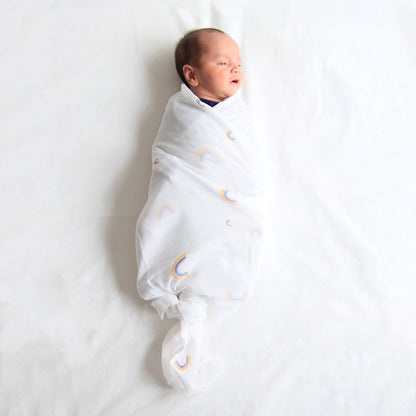 Baby Organic Swaddle in Rainbow by Le Petit Society — image 4