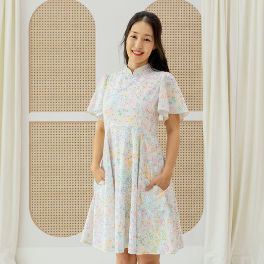 Chinese Motif Series - Ladies Dress in Pastel Rainbow Motif by Le Petit Society