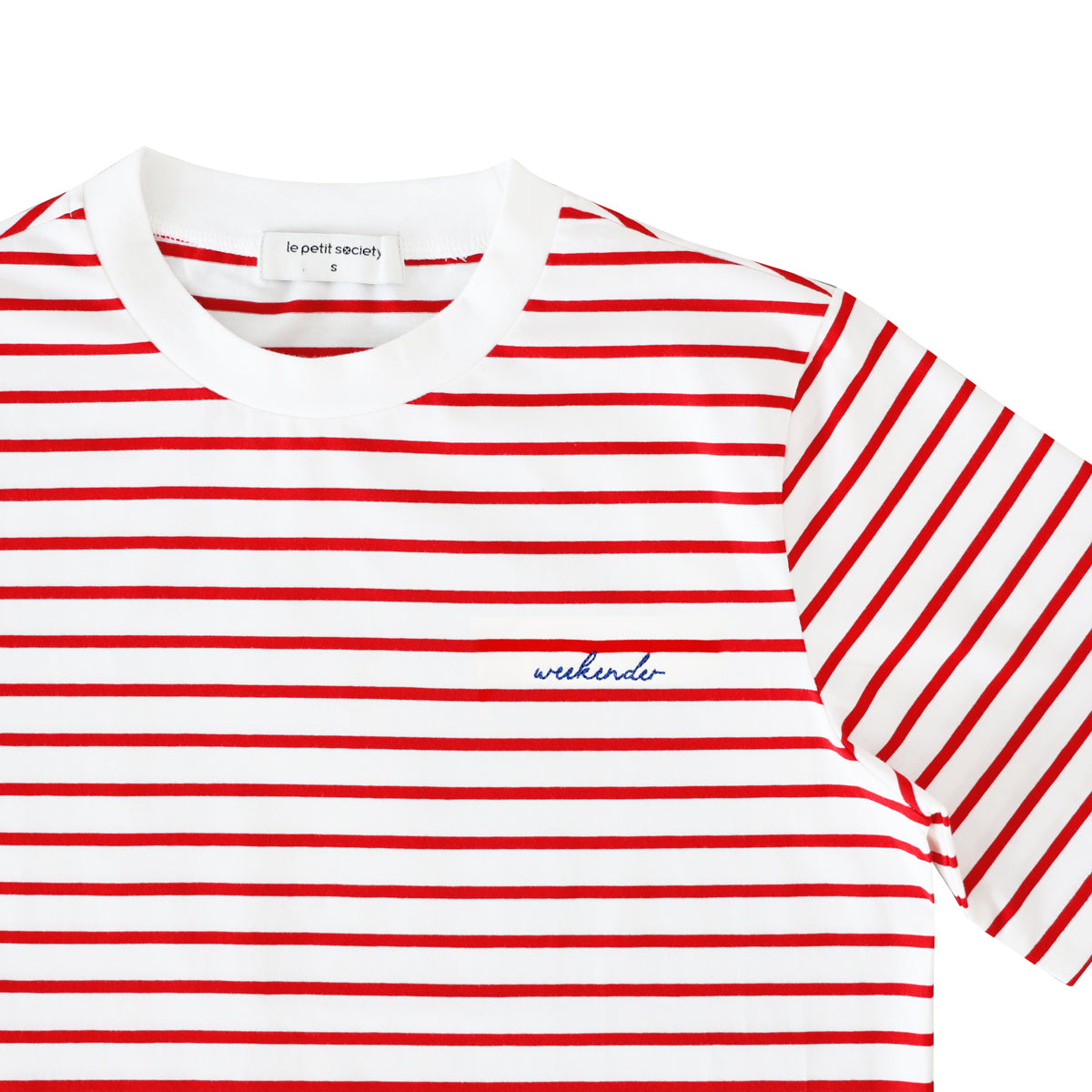 Family Tees - Personalisable Adult Striped Tee in Red (Unisex) by Le Petit Society — image 5