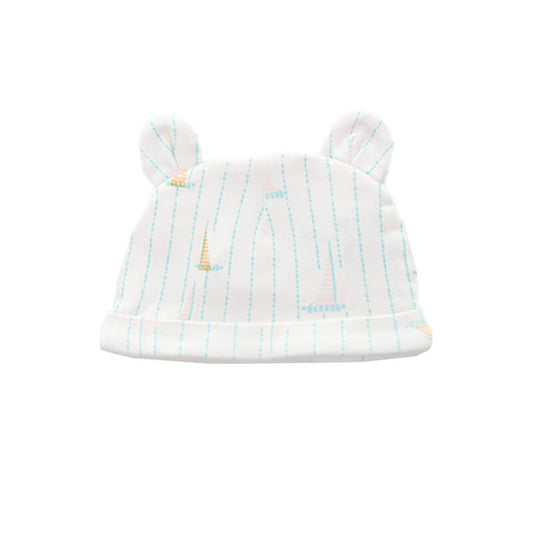 Baby Organic Bear Hat in Sail Boat Print by Le Petit Society