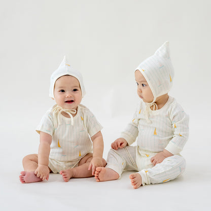Organic Baby Bonnet Hat in Sail Boat by Le Petit Society