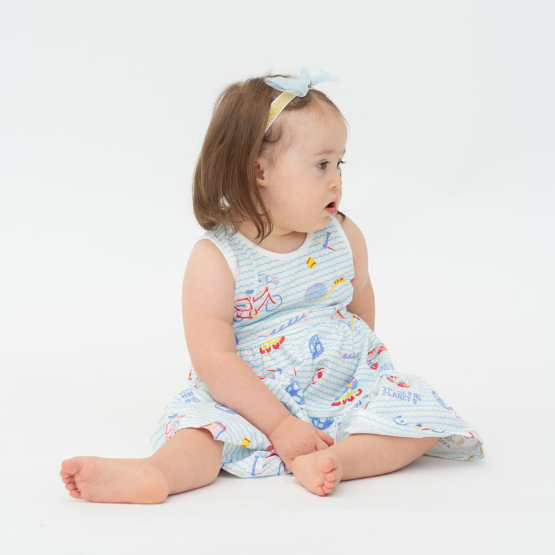 Made For Play - Baby Girl Dress in Sporty Print by Le Petit Society