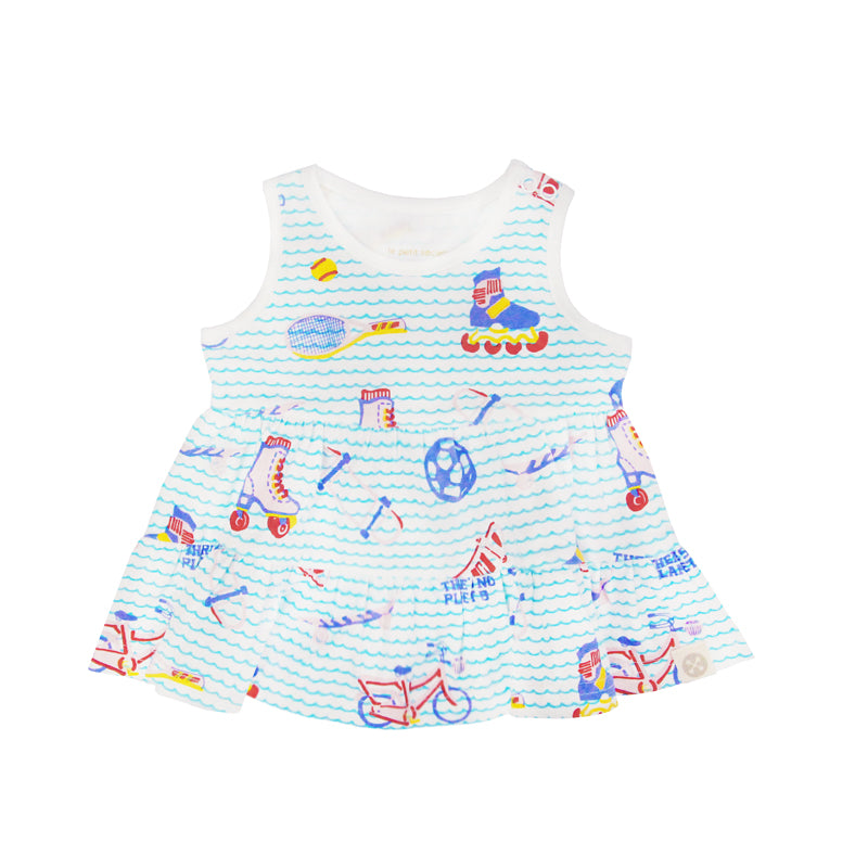 Made For Play - Baby Girl Dress in Sporty Print by Le Petit Society — image 2