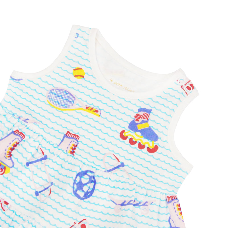 Made For Play - Baby Girl Dress in Sporty Print by Le Petit Society — image 3