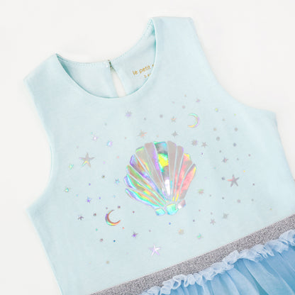 Party Series - Seashell Tiered Dress in Mint by Le Petit Society — image 3