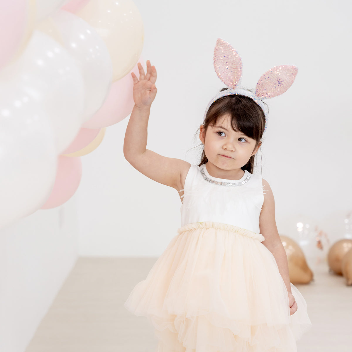 *New* Sequin Bunny Headband in White by Le Petit Society — image 2