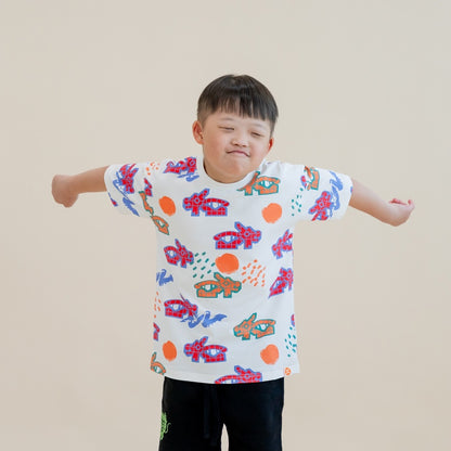 A Singapore Series - Kids Tee in Festive Dragon Playground Print by Le Petit Society