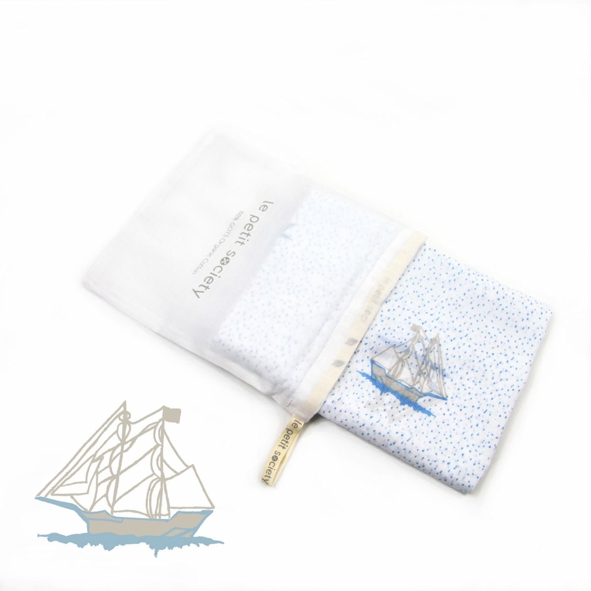 Baby Organic Swaddle in Sailing Ship by Le Petit Society — image 2