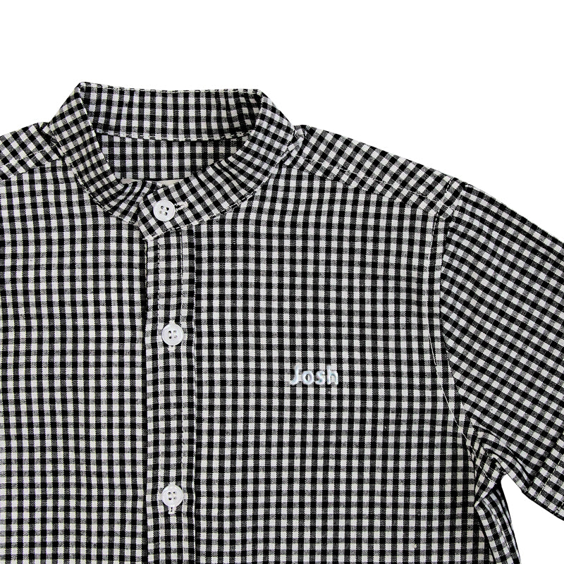 Papa & Mini - Boys Shirt in Black Gingham by Le Petit Society — image 2
