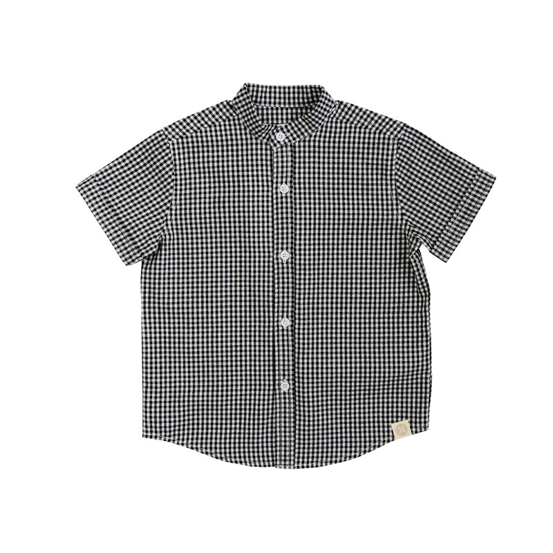 Papa & Mini - Boys Shirt in Black Gingham by Le Petit Society