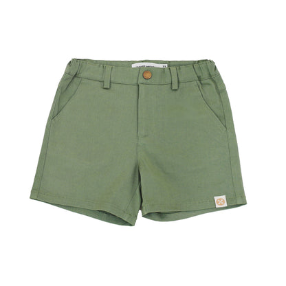 Bermuda Shorts with Adjustable Waistband in Army Green by Le Petit Society