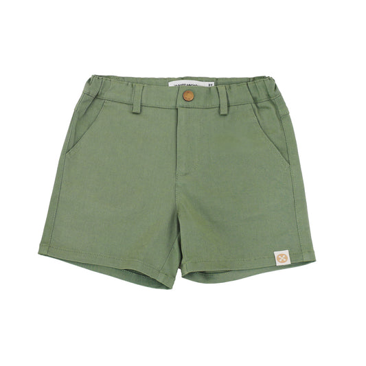 Bermuda Shorts with Adjustable Waistband in Army Green by Le Petit Society