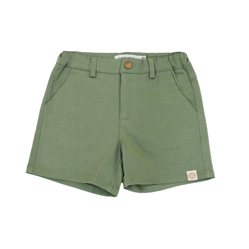 Bermuda Shorts with Adjustable Waistband in Army Green by Le Petit Society — image 12