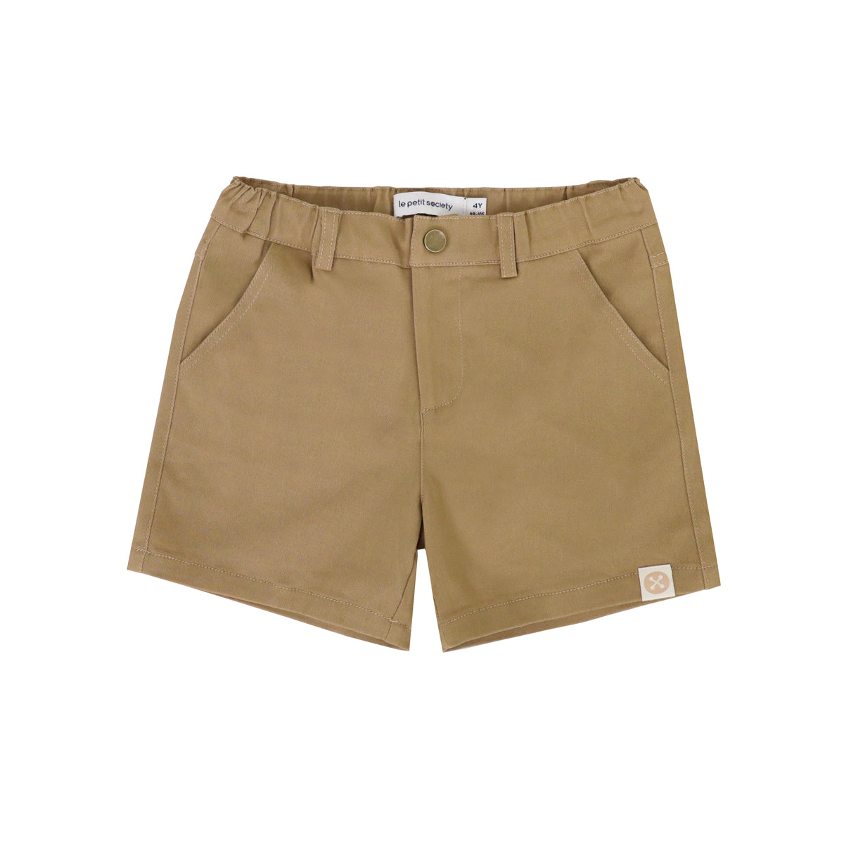 Bermuda Shorts with Adjustable Waistband in Khaki by Le Petit Society — image 4