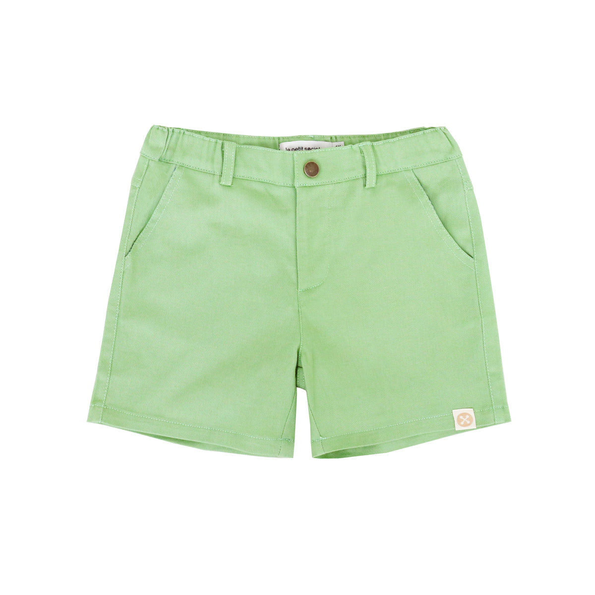 Bermuda Shorts with Adjustable Waistband in Tea Green by Le Petit Society