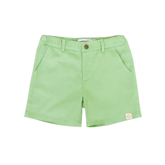 Bermuda Shorts with Adjustable Waistband in Tea Green by Le Petit Society