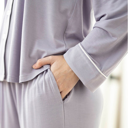 Signature Long Pyjamas Set in Lilac Grey by Selenight Co — image 4
