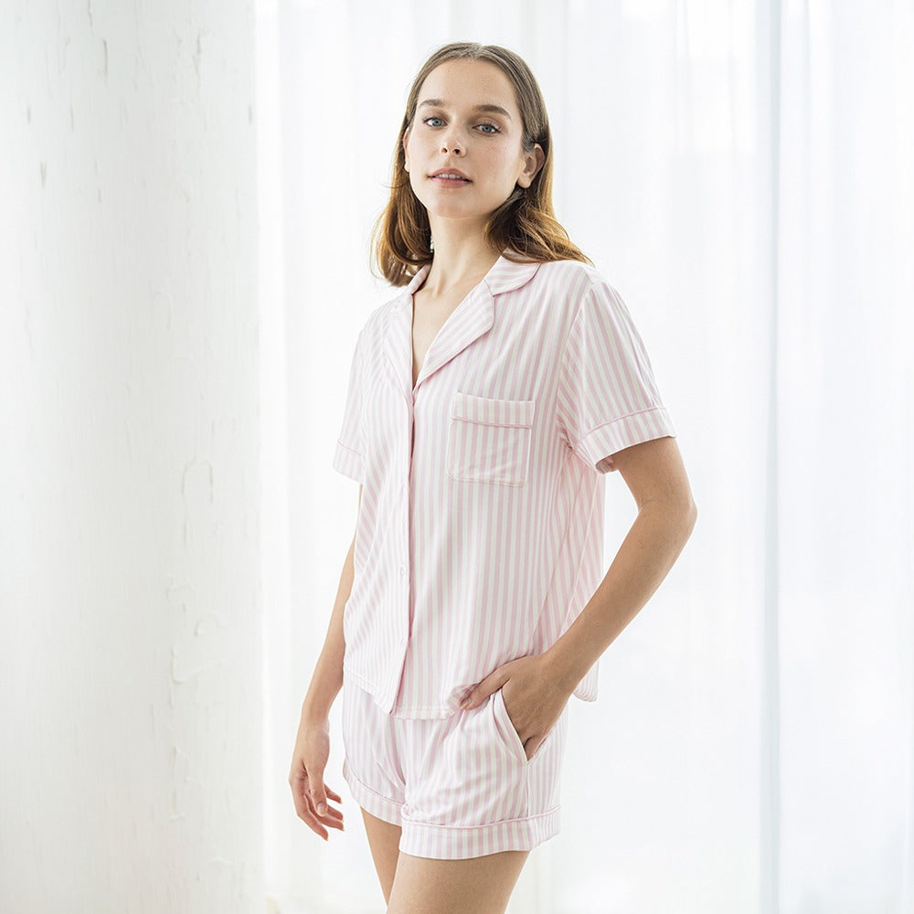 Signature Pyjamas Set in Pink Stripes by Selenight Co — image 4
