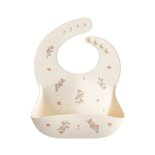 Silicone Bib in Pink Flowers by Mushie