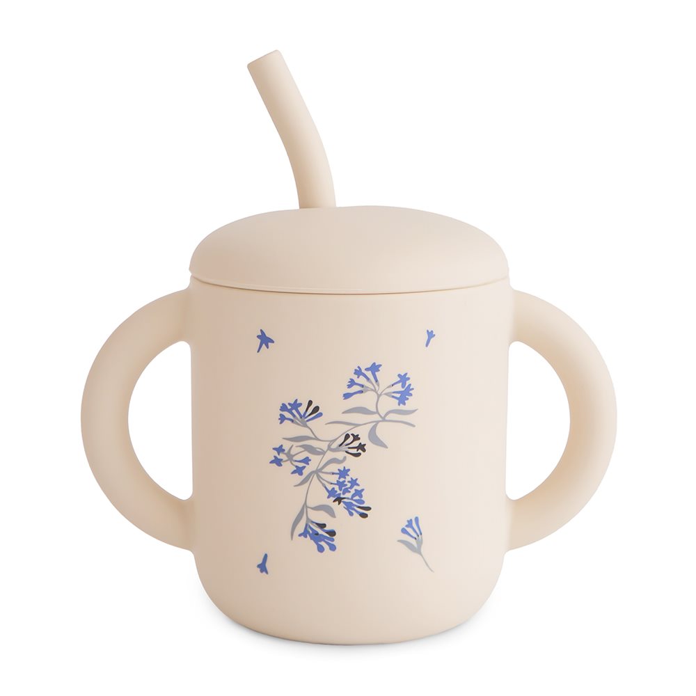 Silicone Training Cup + Straw in Lilac Flowers by Mushie