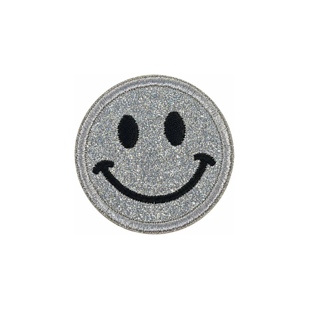 Silver Smiley large sticker patch
