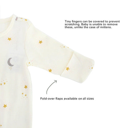 Baby Organic Zip Sleepsuit with Foldable Mittens & Footies in Moon & Stars by Le Petit Society — image 4