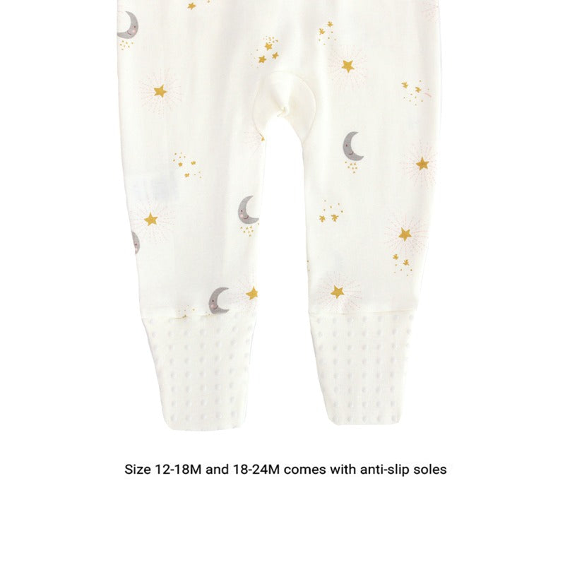 Baby Organic Zip Sleepsuit with Foldable Mittens & Footies in Moon & Stars by Le Petit Society — image 11