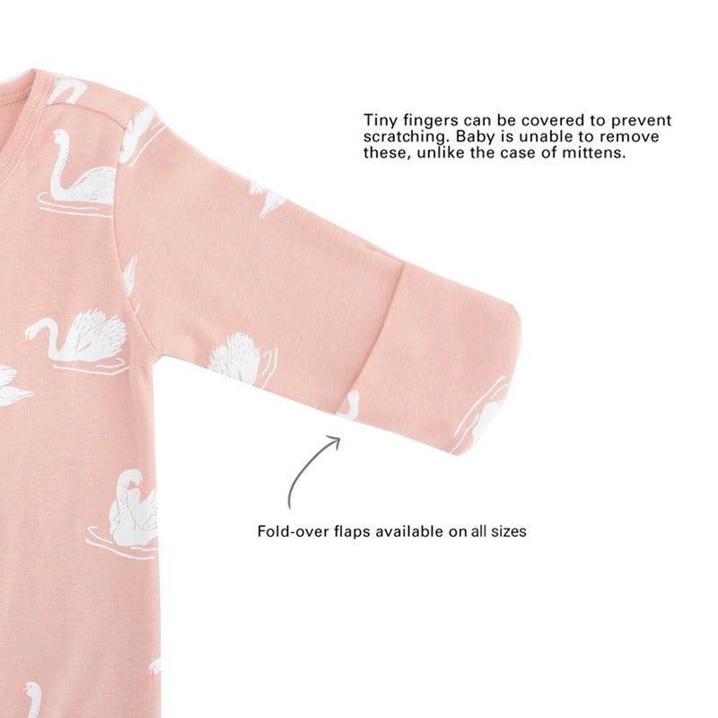 Baby Organic Zip Sleepsuit with Foldable Mittens & Footies in Swan by Le Petit Society — image 4