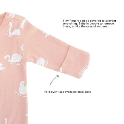 Baby Organic Zip Sleepsuit with Foldable Mittens & Footies in Swan by Le Petit Society — image 4