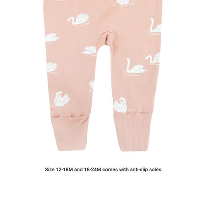 Baby Organic Zip Sleepsuit with Foldable Mittens & Footies in Swan by Le Petit Society — image 15