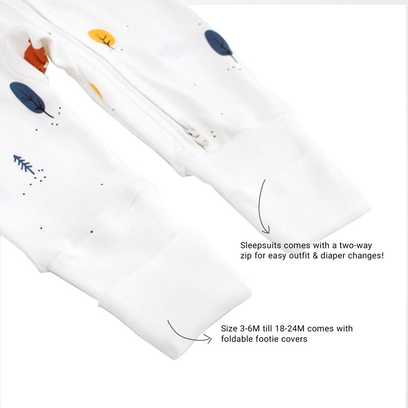 Baby Organic Zip Sleepsuit with Foldable Mittens & Footies in Bear by Le Petit Society — image 7