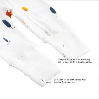 Baby Organic Zip Sleepsuit with Foldable Mittens & Footies in Bear by Le Petit Society — image 7