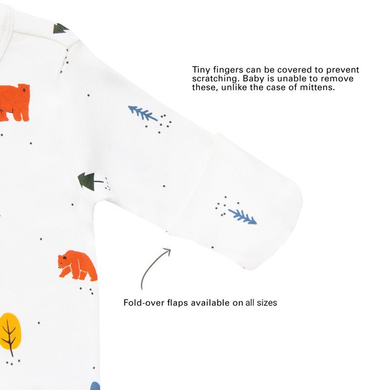 Baby Organic Zip Sleepsuit with Foldable Mittens & Footies in Bear by Le Petit Society — image 5