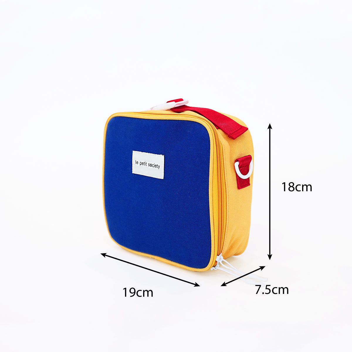An infographic showing the dimensions of Le Petit Society's thermal lunch bag.
