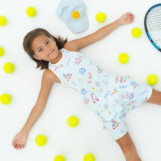 Made For Play - Girls Skater Dress in Sporty Print by Le Petit Society