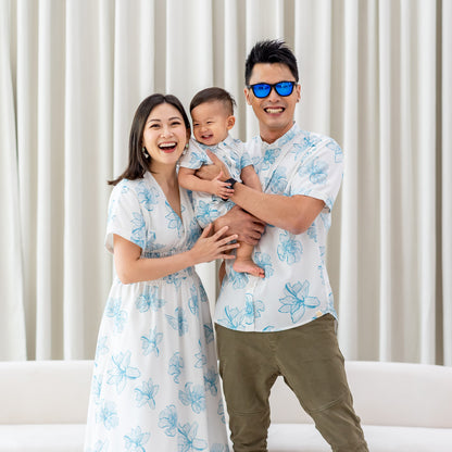 Spring Series - Baby Boy Jersey Romper in White Magnolia by Le Petit Society — image 3