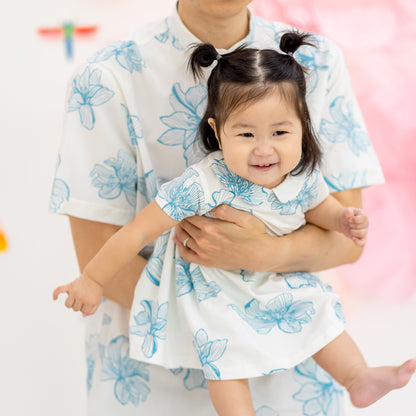 Spring Series - Baby Girl Jersey Dress in White Magnolia by Le Petit Society — image 2