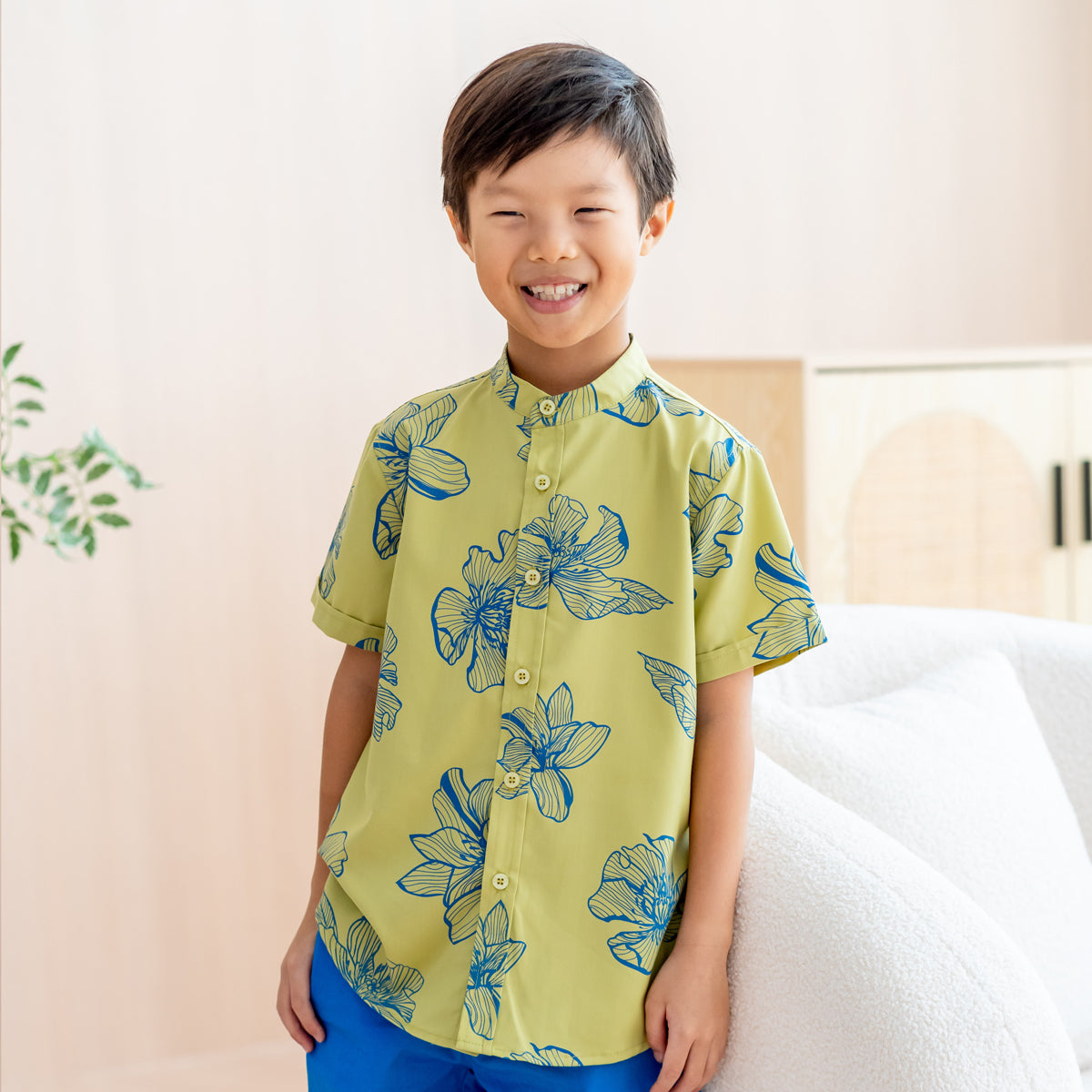 Spring Series - Boys Shirt in Jade Magnolia by Le Petit Society — image 5
