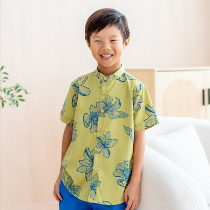 Spring Series - Boys Shirt in Jade Magnolia by Le Petit Society — image 8